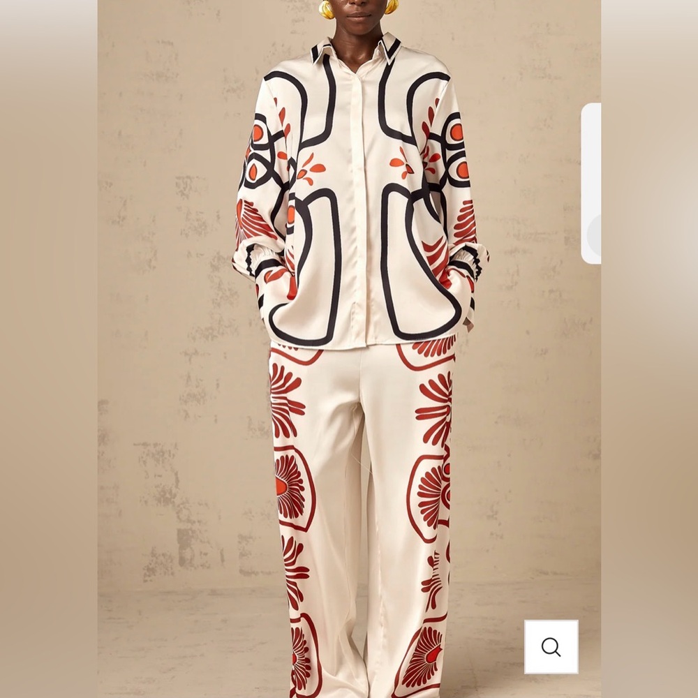 Amaranta graphic-print shirt & trousers matching set